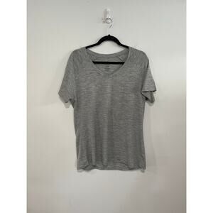 Woolx Mia V Neck Wool Blend Graphite Heather T Shirt XL